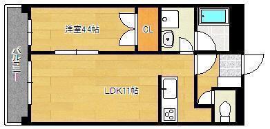 ZENS清水(1LDK/3階)の間取り写真