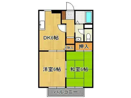 ハイツアリッサムB棟(2DK/2階)の間取り写真