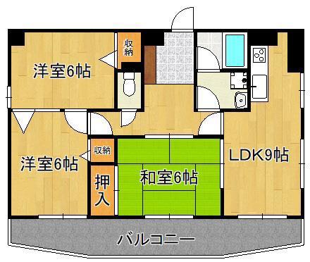 パレス西小倉(3LDK/11階)の間取り写真