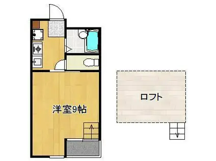 MOON下到津D棟(1K/2階)の間取り写真