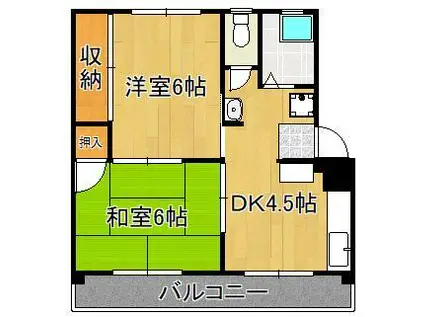 シャトレ泉台ⅡB棟(2DK/4階)の間取り写真