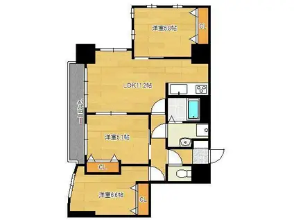 MDIロイヤルレジデンス大手町(3LDK/2階)の間取り写真