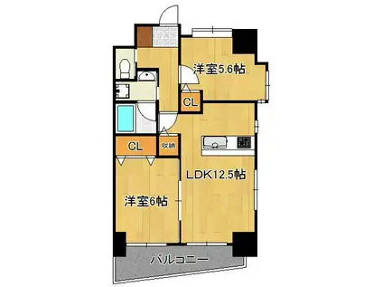 フェリーチェ中井けやき通(2LDK/4階)の間取り写真