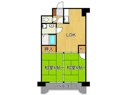 フジエホワイトローザ(2LDK/4階)の間取り写真