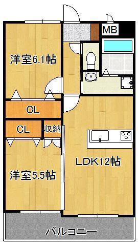リブラ ブライト(2LDK/4階)の間取り写真