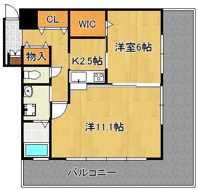 サンシャイン プリンセス 北九州(2K/10階)の間取り写真