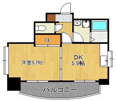 パワーズ116(1DK/2階)の間取り写真