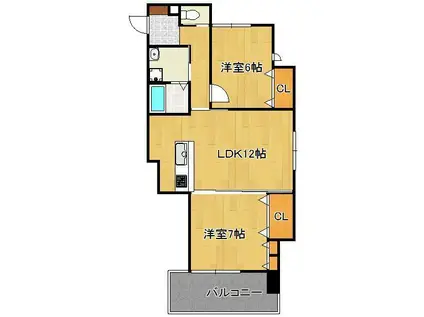 ハビテ下到津(2LDK/2階)の間取り写真