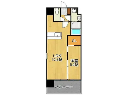 ビクトワール歯大前(1LDK/8階)の間取り写真