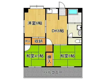 松本ビル(3DK/2階)の間取り写真