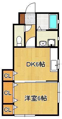 エルメゾン井掘(1DK/1階)の間取り写真