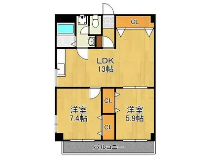 フェルト168(2LDK/4階)の間取り写真