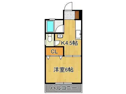 井ビルⅡ(1DK/4階)の間取り写真