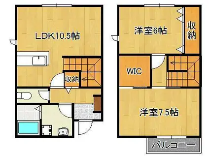 INTI到津(2LDK/1階)の間取り写真