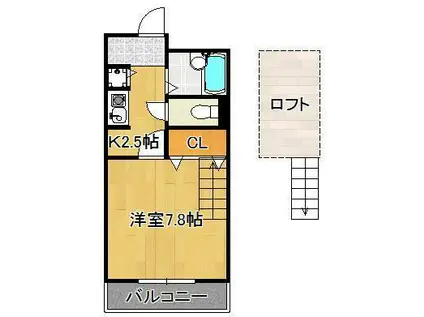 シャルム明石Ⅲ(1K/3階)の間取り写真
