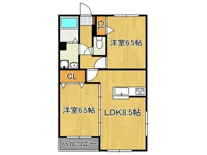 高峰第6晴和ビル(2LDK/1階)の間取り写真