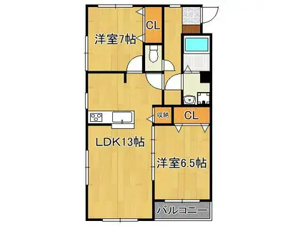 高峰第6晴和ビル(2LDK/4階)の間取り写真