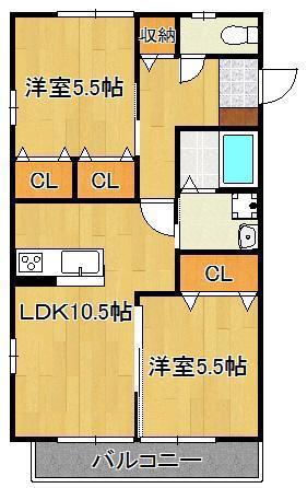 SPRINGHILLTOP(2LDK/1階)の間取り写真