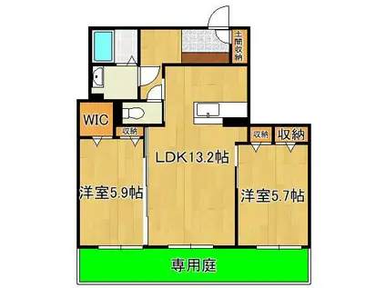 ヴィラ ダンク上到津(2LDK/1階)の間取り写真