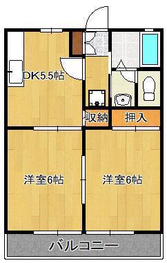 ビ-ライン篠崎(2DK/2階)の間取り写真