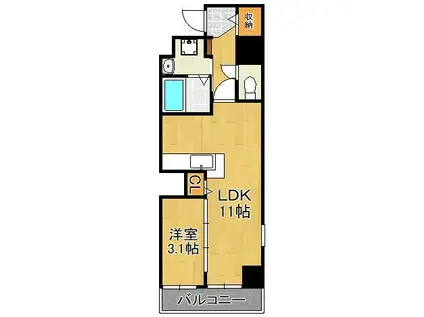 シェーナ下到津(1LDK/5階)の間取り写真