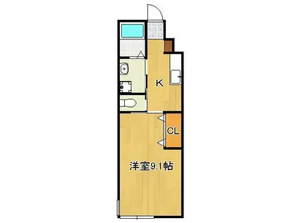 ルナ・ジュエル(1K/1階)の間取り写真