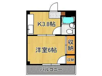 ディアコート(1K/1階)の間取り写真