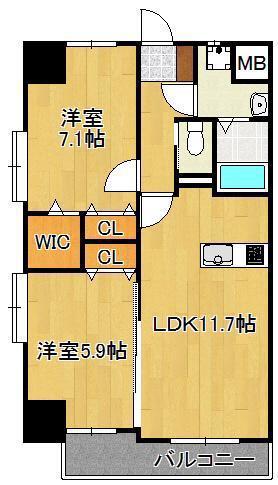 アドヴァンスコート中井(2LDK/8階)の間取り写真
