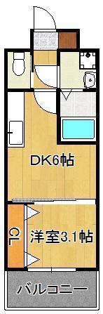 ギャラン竪町(1DK/5階)の間取り写真