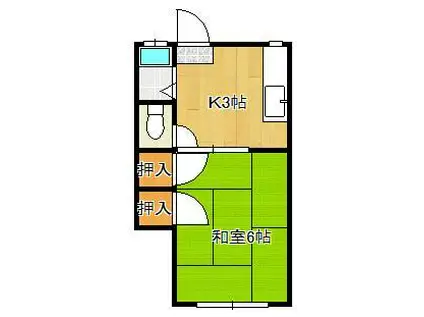 ハイツ中井(1K/1階)の間取り写真