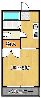 コテージ木町(1K/2階)の間取り写真