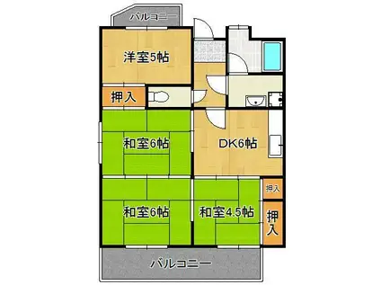 グランドハイツ中井中央A棟(4DK/5階)の間取り写真