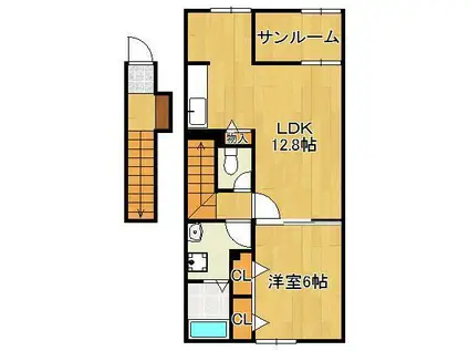 グランツ4(1LDK/2階)の間取り写真