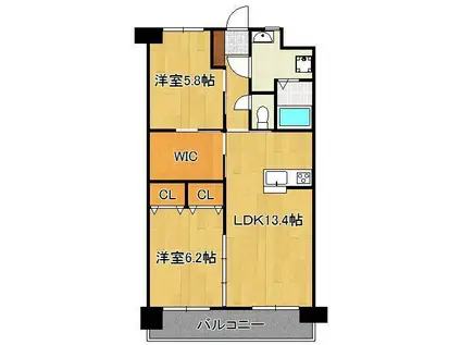 フローラ菜園場(2LDK/7階)の間取り写真