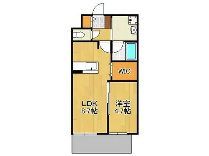 四季荘(1LDK/4階)の間取り写真