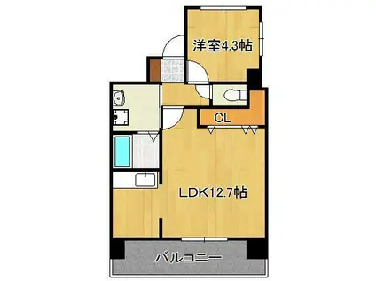到津エイトフラッグ(1LDK/10階)の間取り写真