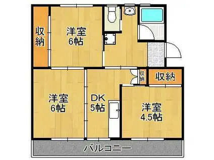 ビレッジハウス日明 1号棟(3DK/3階)の間取り写真