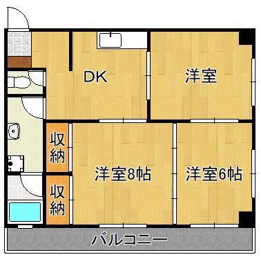 冨安ビル(3DK/2階)の間取り写真