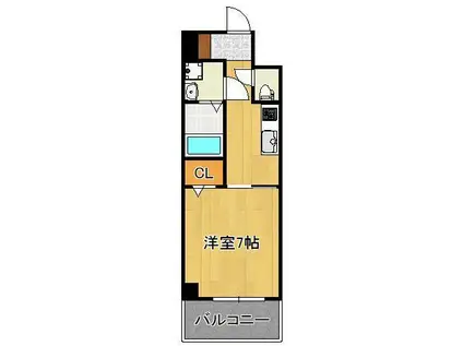 フェリオ清水(1K/2階)の間取り写真