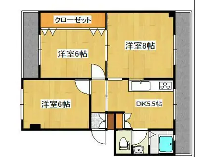 井堀南団地3棟(3DK/2階)の間取り写真