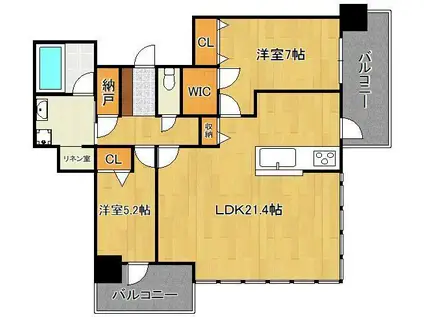 小倉D.C.TOWER(2LDK/24階)の間取り写真