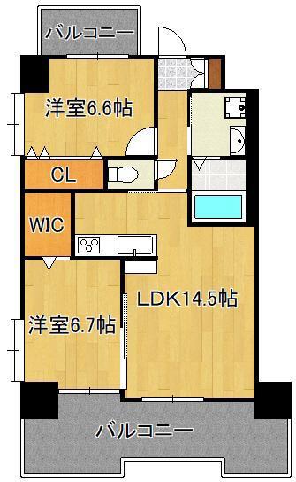 サンシャインプリンセス五番街(2LDK/4階)の間取り写真