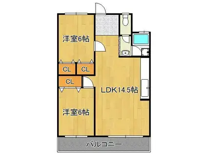 リバーサイドプリンセス篠崎(2LDK/4階)の間取り写真