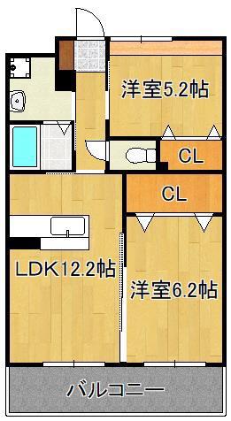 GRACEFUL中井(2LDK/1階)の間取り写真