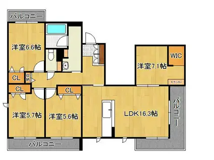 シャーメゾン新高田Ⅱ(4LDK/3階)の間取り写真
