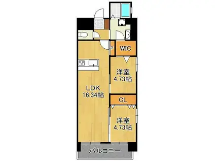 スマート到津(2LDK/5階)の間取り写真
