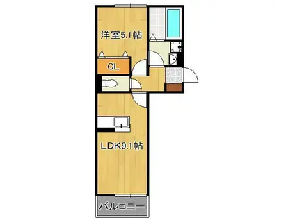 GRAND SOLEIL小倉北(1LDK/3階)の間取り写真