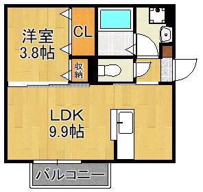 サニーコート A棟(1LDK/1階)の間取り写真