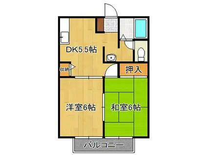 ディアス白石(2DK/2階)の間取り写真