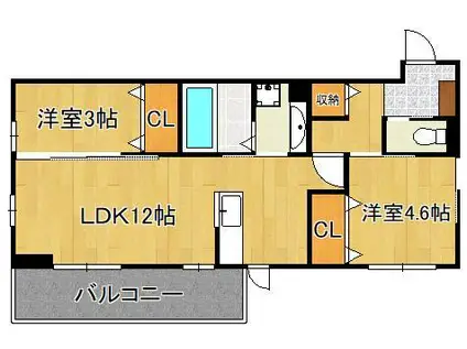 KURASU(2LDK/2階)の間取り写真